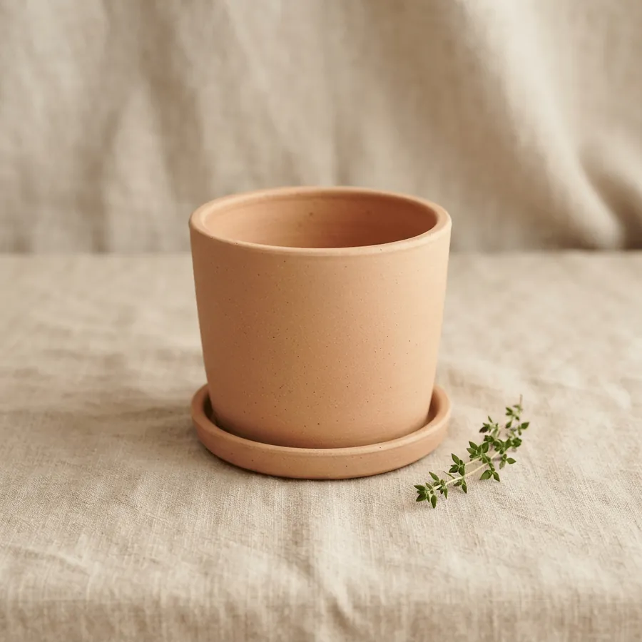 Ceramic Plant Pot with Saucer, 6 Inches